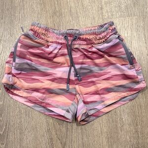 Athleta Kids Pink and Gray Patterned Shorts